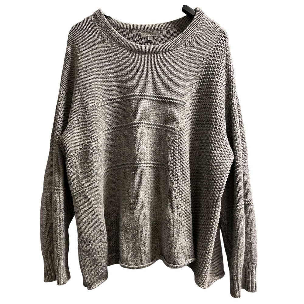 Cable‎ Stitch Sweater Men XL Gray Heavy Chunky Knit Oversized Pullover Fisherman